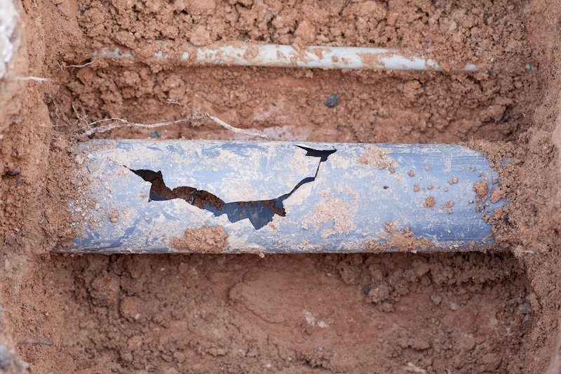 Broken sewer pipe sewer line health