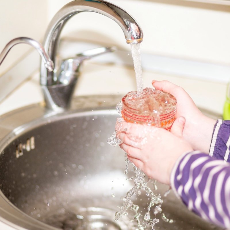 Kids' water from faucet water softener system