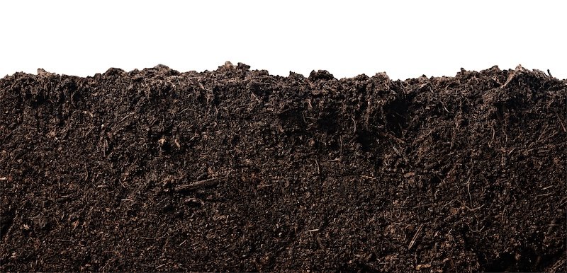 Soil or dirt section isolated on white background
