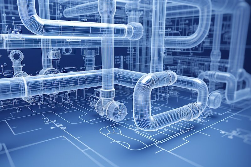 pipes in a water line