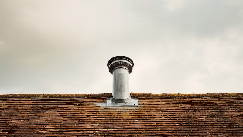 Roof with soil vent pipe, highlighting maintenance accessibility for plumbing systems