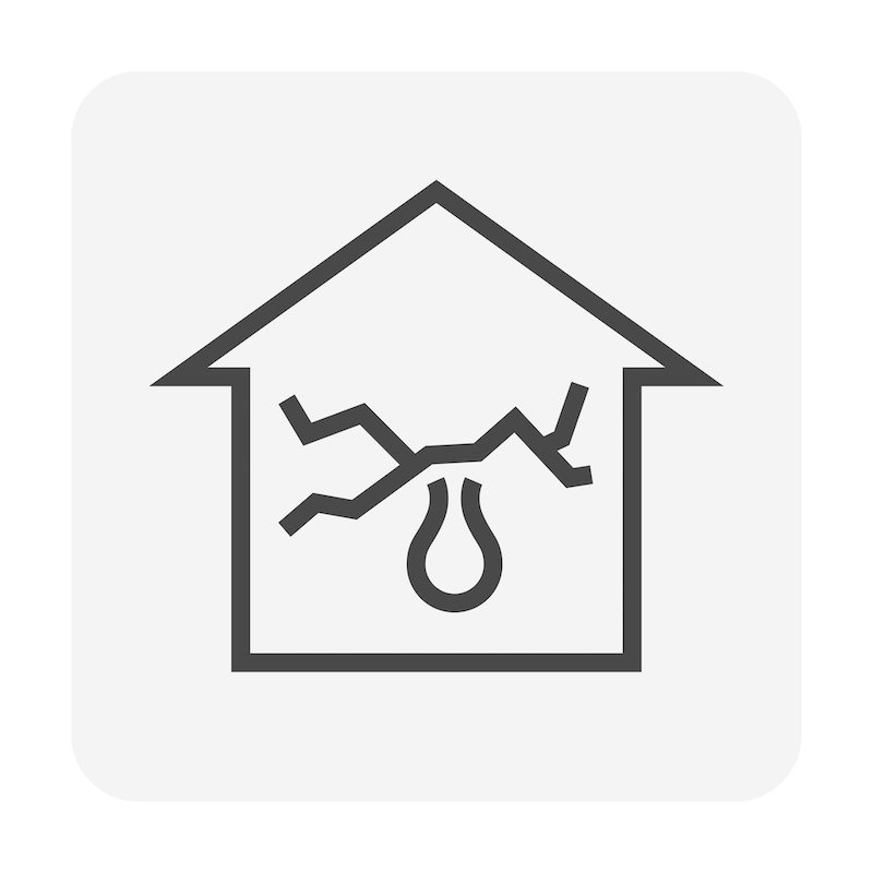 Wall of home crack and water leak vector icon for home problem graphic design element, editable stroke.