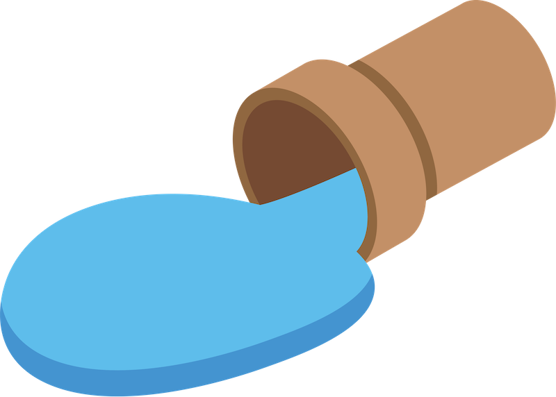 cartoon of a broken pipe 