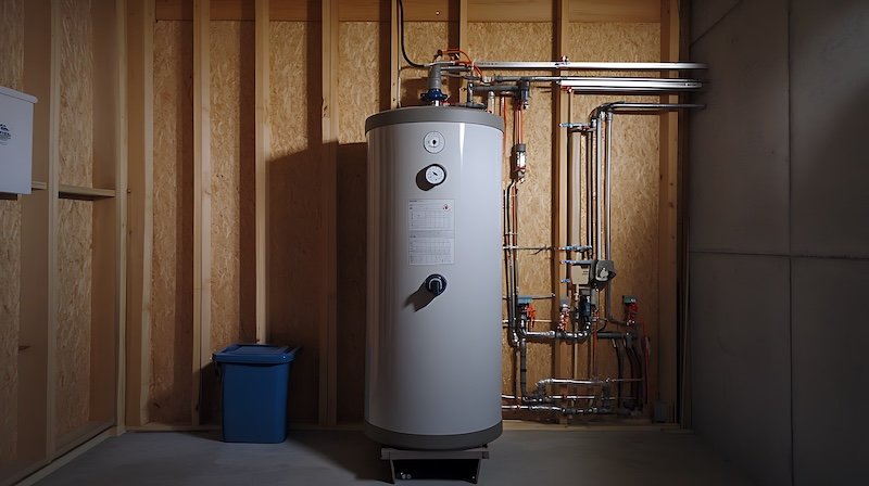 tank water heater in a basement