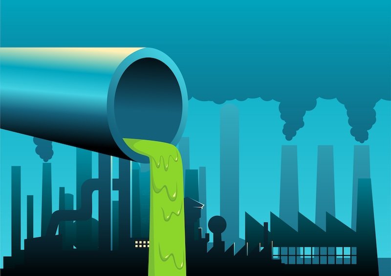 Vector graphic of a waste pipe from factories, disposal, pollution concept